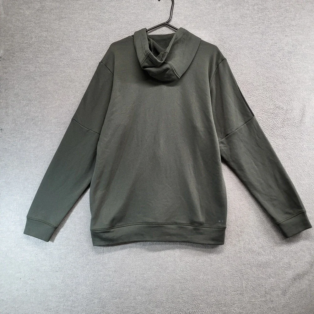 Adidas Men Sweatshirt‎ Large Green Hoodie Logo 3 Stripes Pockets Drawstring